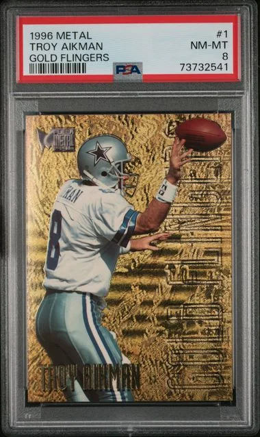 1996 Fleer Metal Troy Aikman Gold Flingers #1 card image