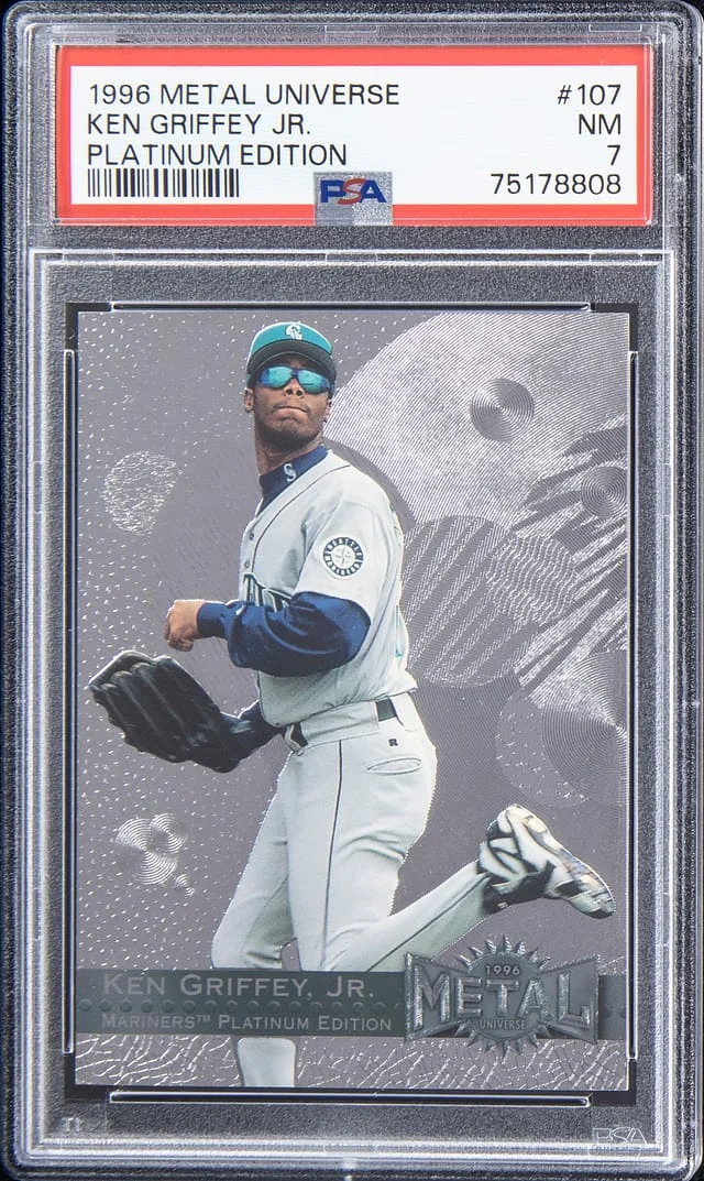 1996 Fleer Metal Universe Ken Griffey Jr. Platinum Edition #107 card image