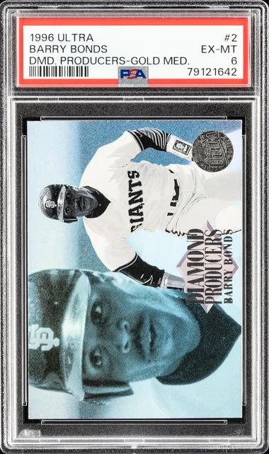 1996 Fleer Ultra Barry Bonds Diamond Producers Gold Medallion #2 card image