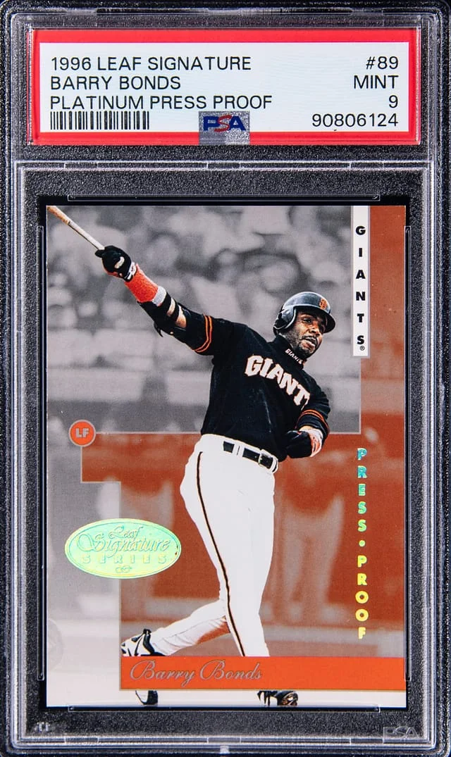 1996 Leaf Barry Bonds Signature Platinum Press Proof #89 card image