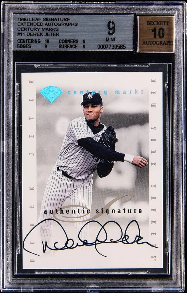 1996 Leaf Derek Jeter Signature Extended Autographs Century Marks #1 card image