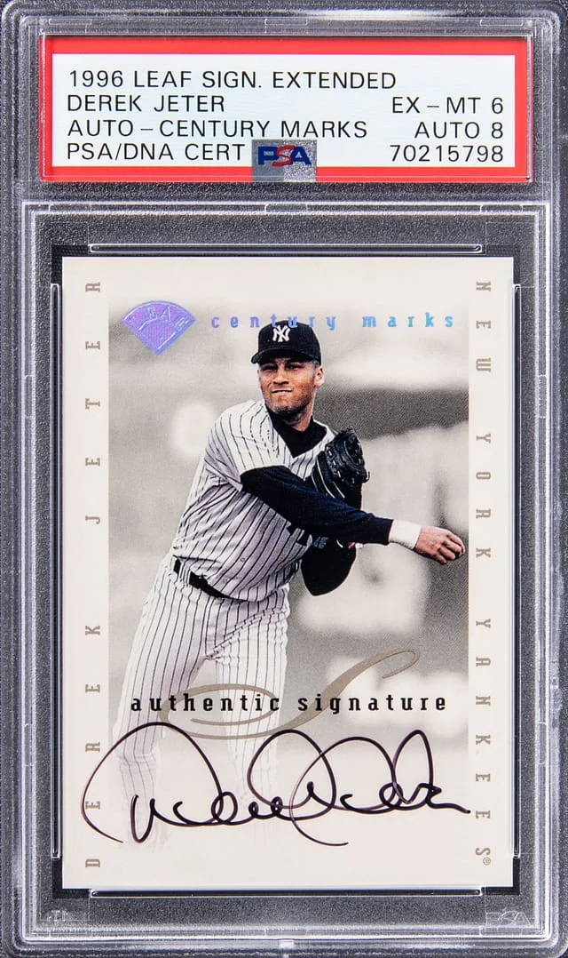 1996 Leaf Signature Extended Autographs Century Marks Derek Jeter #no-number card image