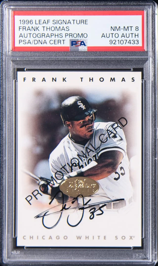 1996 Leaf Signature Series Autographs Promo Frank Thomas #no-number card image