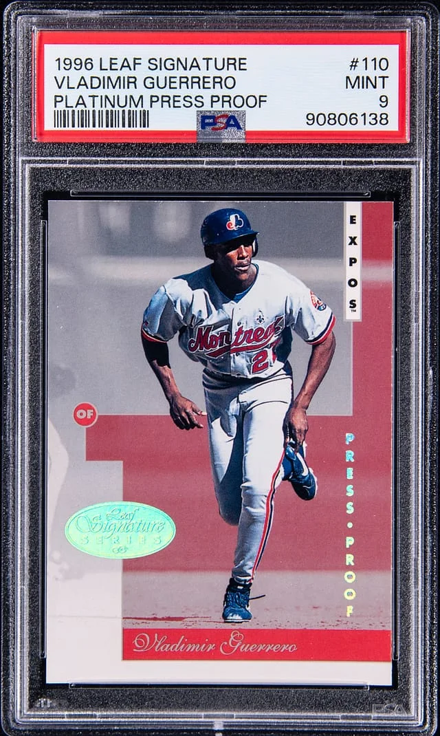 1996 Leaf Vladimir Guerrero Signature Platinum Press Proof #110 card image