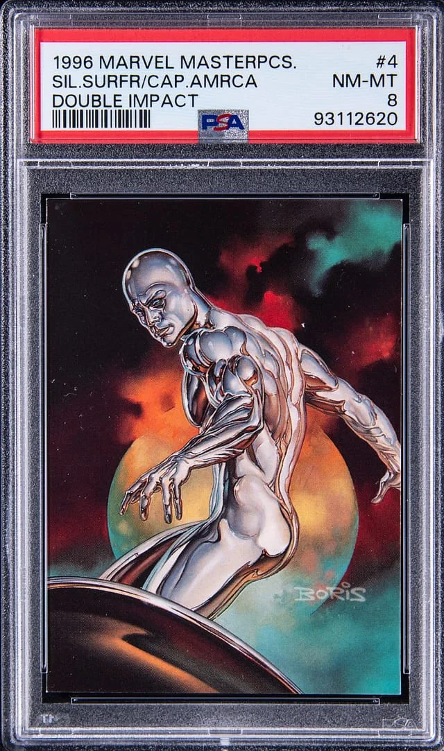 1996 Marvel Masterpieces Double Impact Silver Surfer/Captain America #4 card image