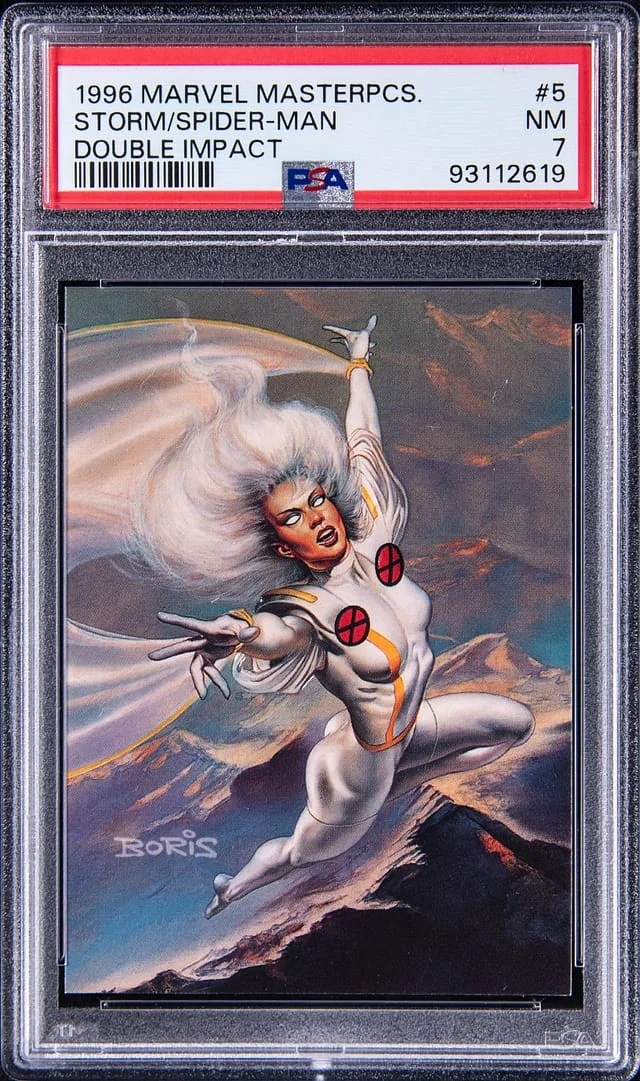 1996 Marvel Masterpieces Double Impact Spider-Man/Storm #5 card image