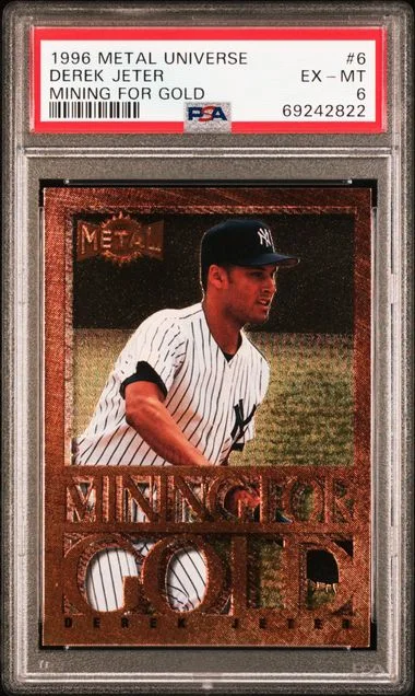 1996 Metal Universe Derek Jeter Mining For Gold #6 card image