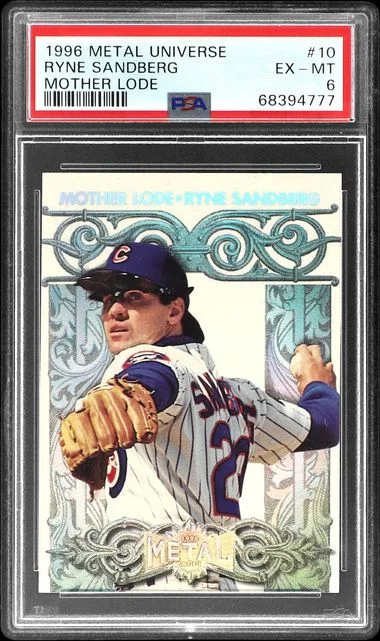 1996 Metal Universe Ryne Sandberg Mother Lode #10 card image