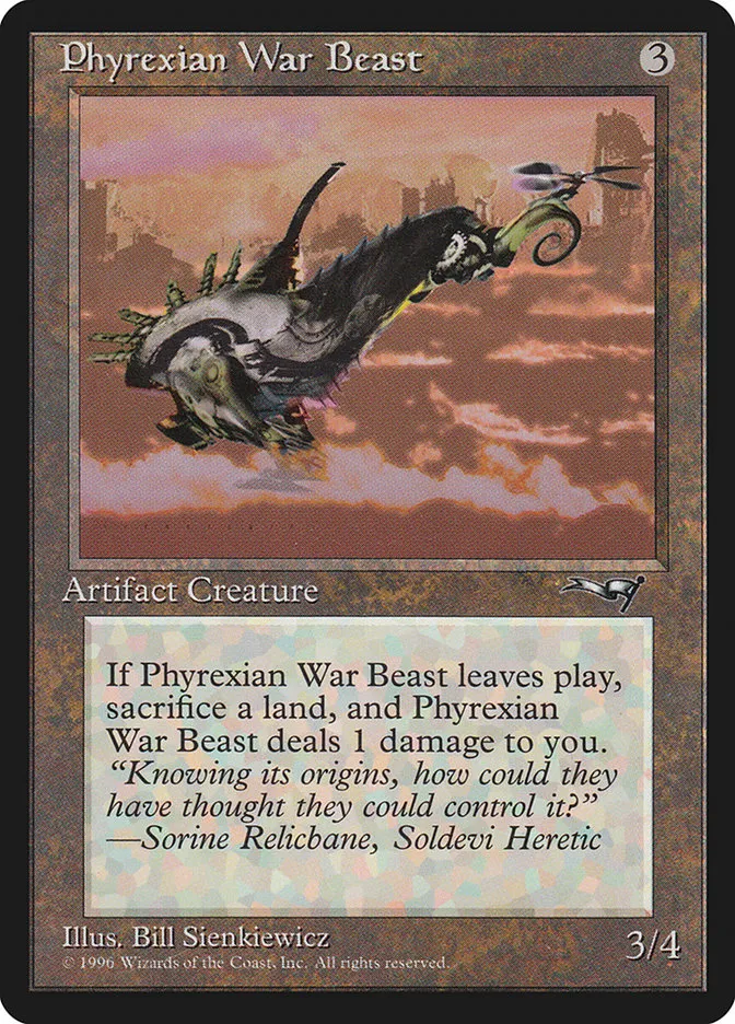 1996 Alliances Phyrexian War Beast common #127b common card image