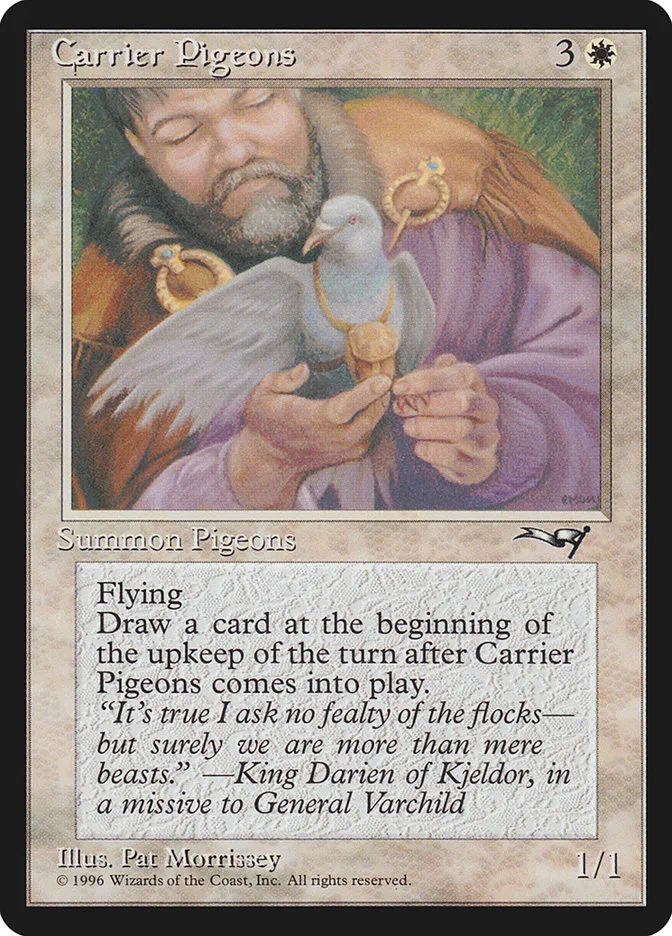 1996 Alliances Carrier Pigeons #1b common card image