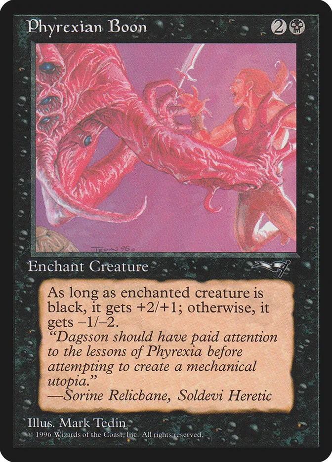 1996 Alliances Phyrexian Boon common #58b common card image