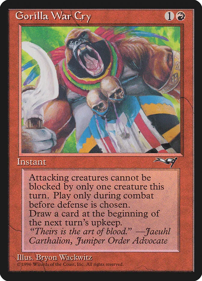 1996 Alliances Gorilla War Cry common #73b common card image