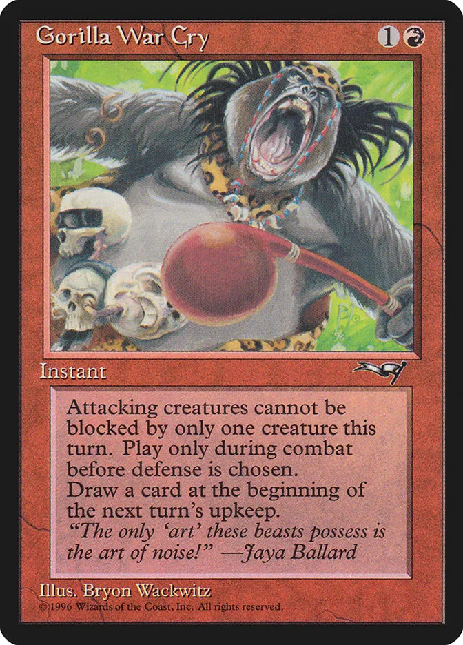 1996 Alliances Gorilla War Cry common #73a common card image