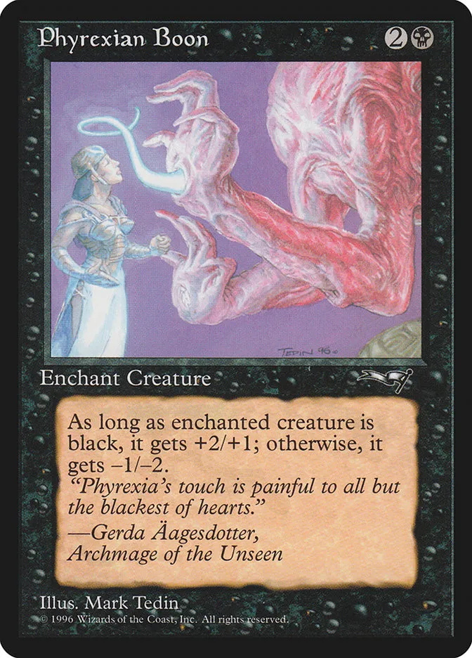 1996 Alliances Phyrexian Boon common #58a common card image