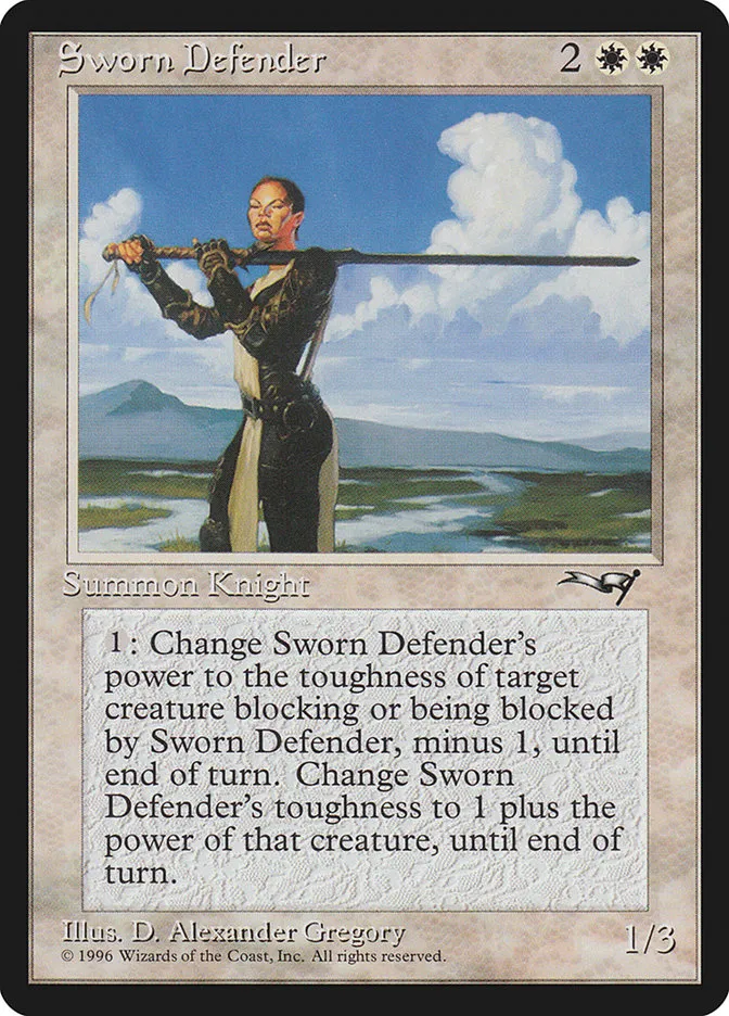 1996 Alliances Sworn Defender rare #19 rare card image