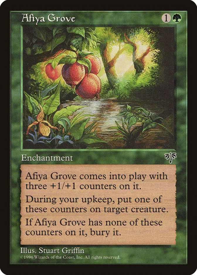 1996 Mirage Afiya Grove rare #205 rare card image