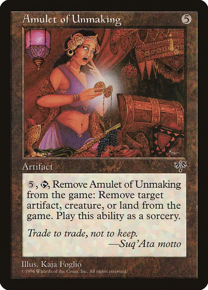 1996 Mirage Amulet of Unmaking rare #293 rare card image