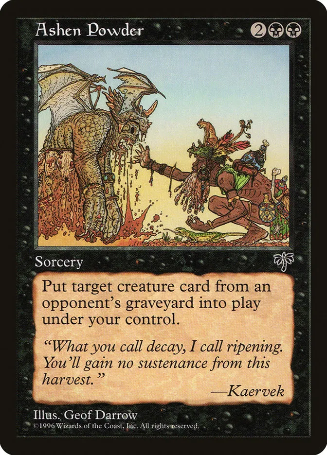 1996 Mirage Ashen Powder rare #104 rare card image