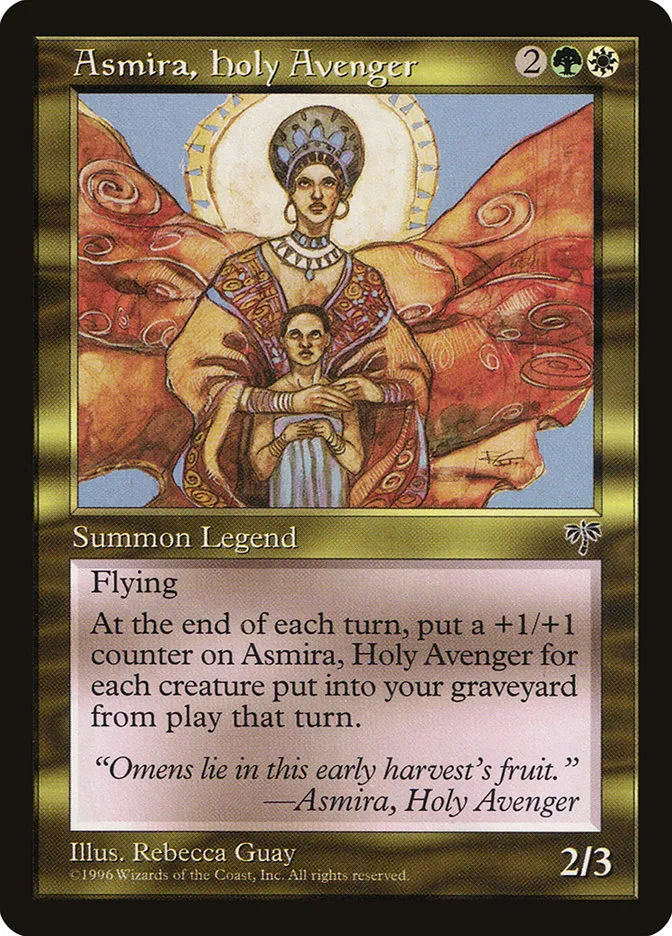 1996 Mirage Asmira, Holy Avenger rare #256 rare card image