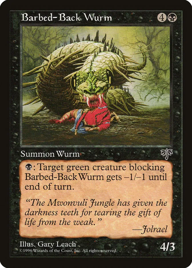 1996 Mirage Barbed-Back Wurm uncommon #105 uncommon card image