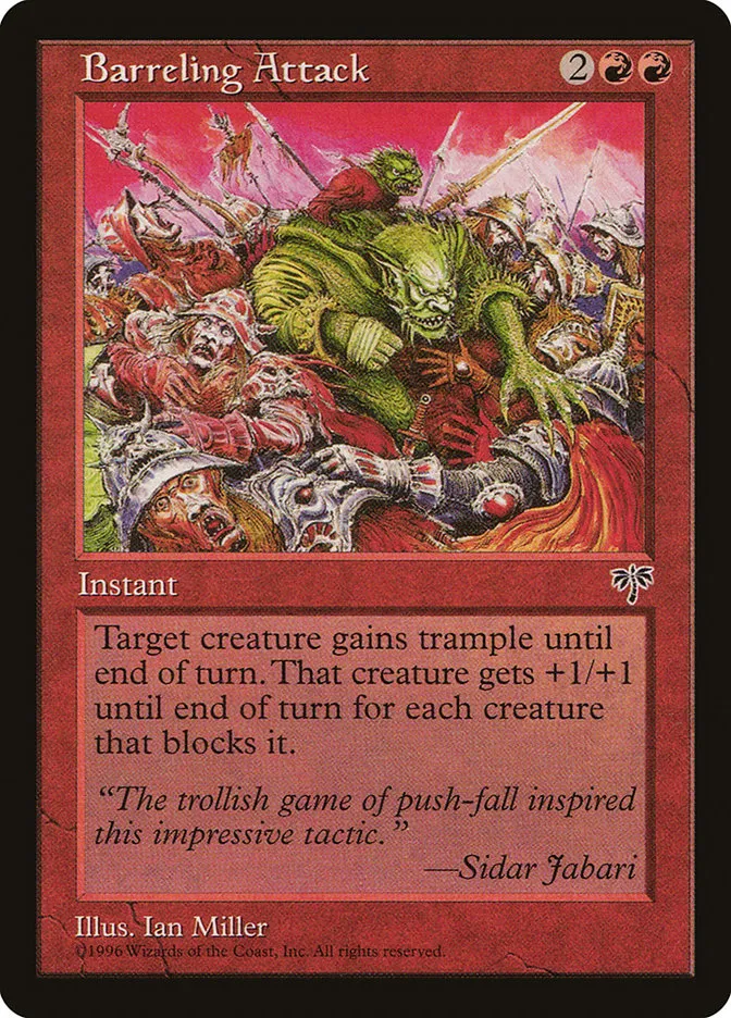 1996 Mirage Barreling Attack rare #157 rare card image