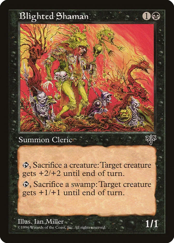 1996 Mirage Blighted Shaman uncommon #107 uncommon card image