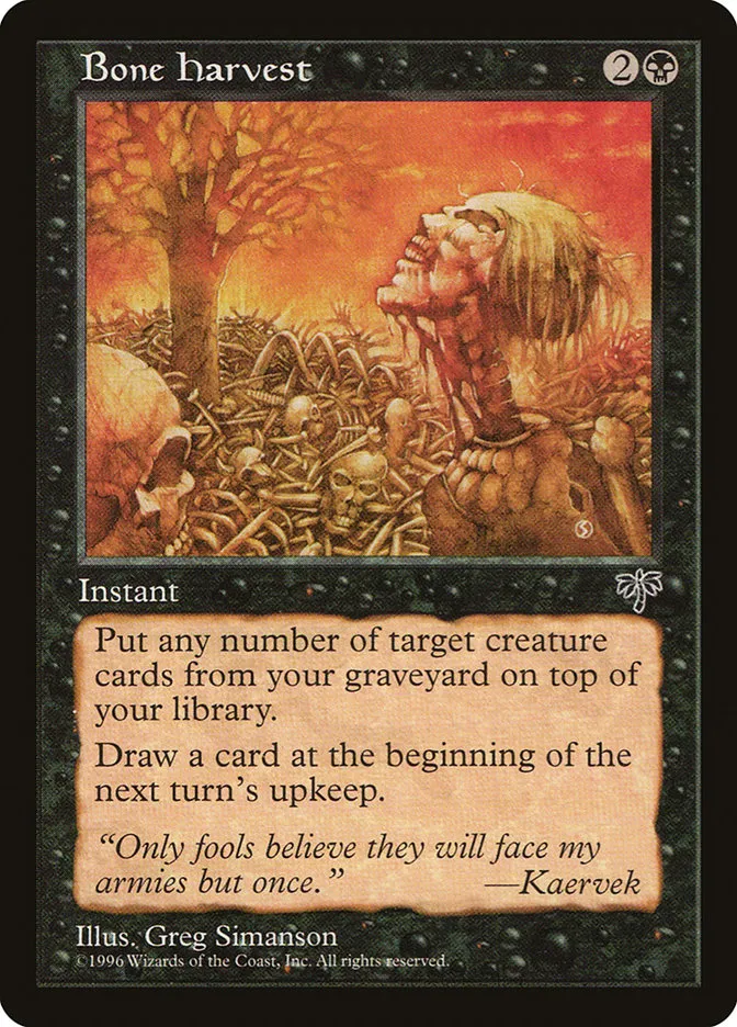1996 Mirage Bone Harvest common #108 common card image