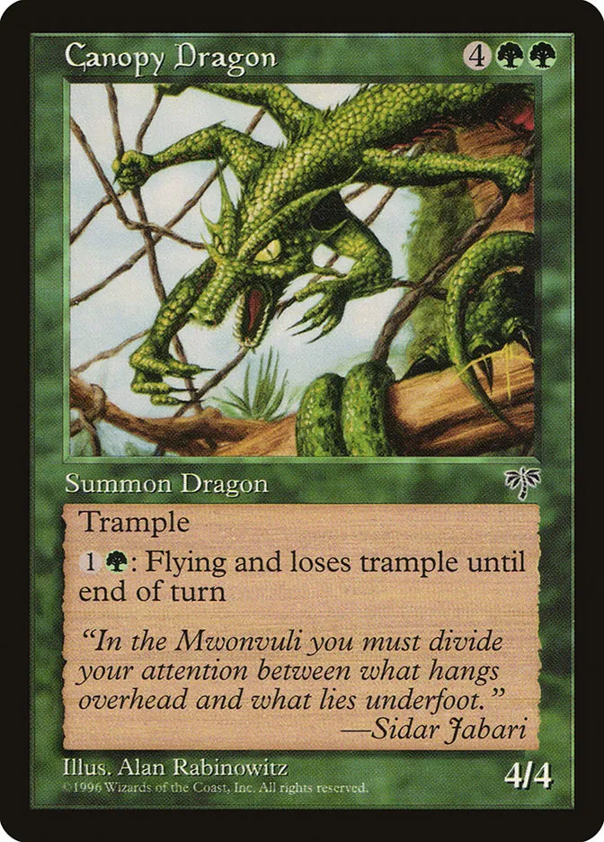 1996 Mirage Canopy Dragon rare #209 rare card image