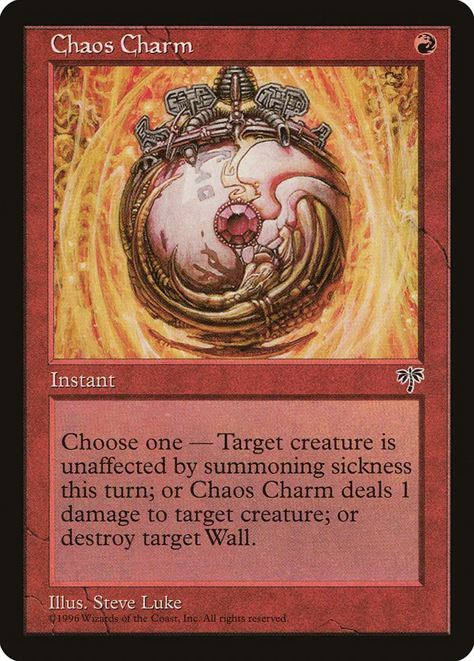 1996 Mirage Chaos Charm common #163 common card image