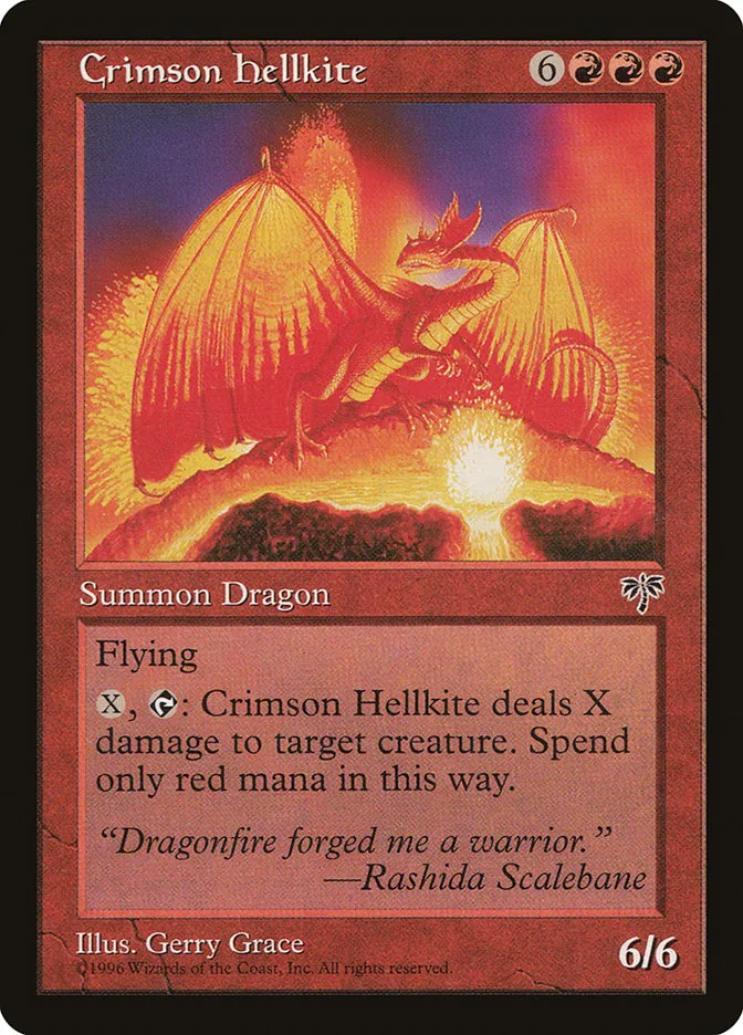 1996 Mirage Crimson Hellkite rare #167 rare card image