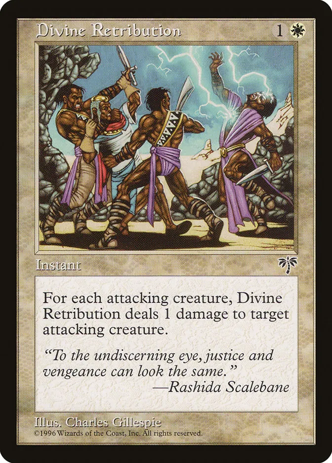 1996 Mirage Divine Retribution rare #12 rare card image