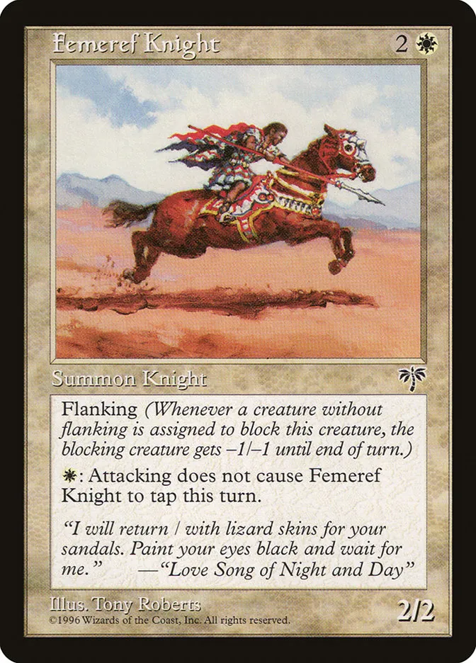 1996 Mirage Femeref Knight common #18 common card image