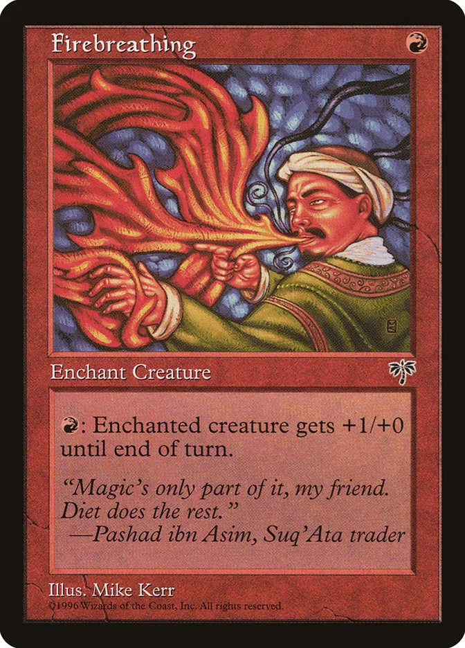1996 Mirage Firebreathing common #174 common card image