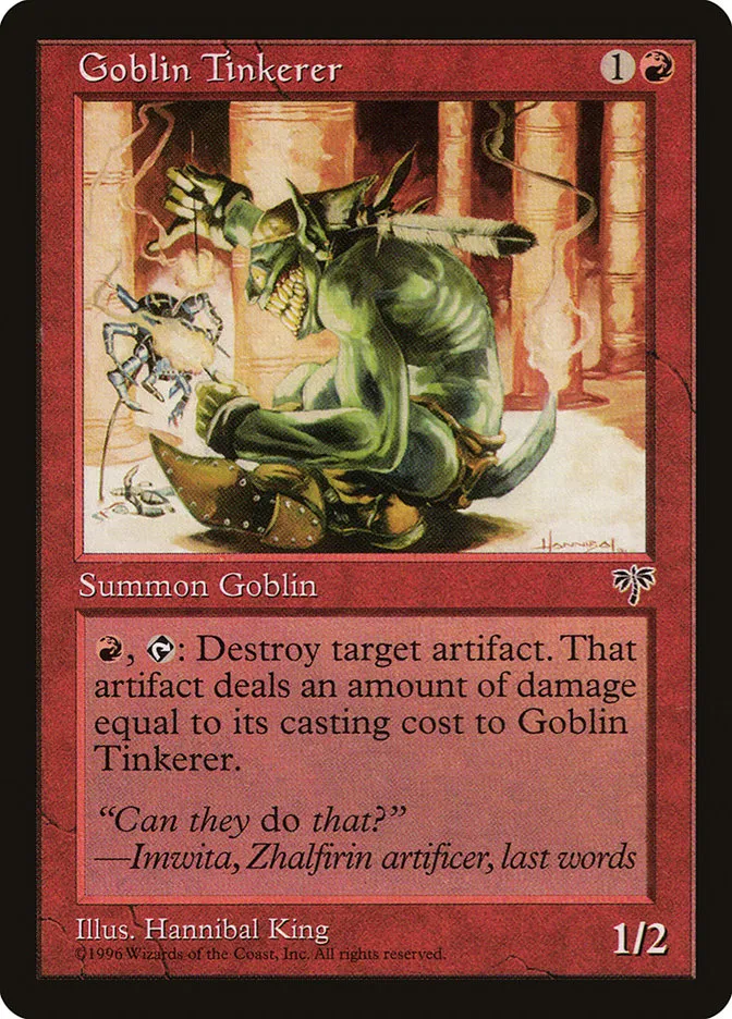 1996 Mirage Goblin Tinkerer common #180 common card image