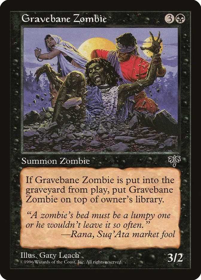 1996 Mirage Gravebane Zombie common #127 common card image