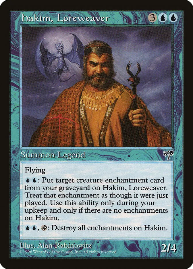 1996 Mirage Hakim, Loreweaver #68 rare card image