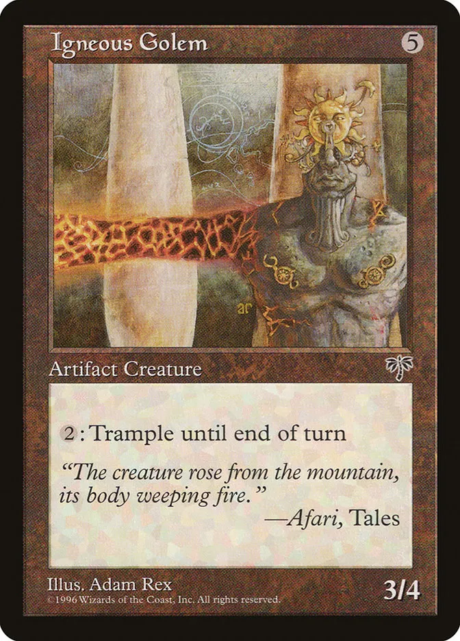 1996 Mirage Igneous Golem uncommon #305 uncommon card image