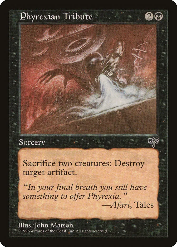 1996 Mirage Phyrexian Tribute rare #134 rare card image