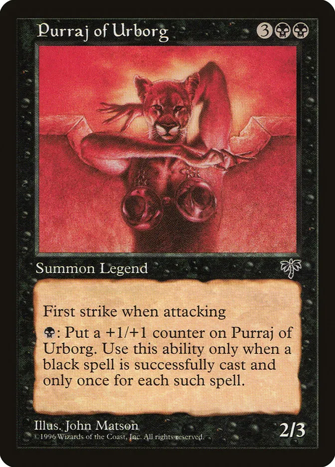 1996 Mirage Purraj of Urborg #135 rare card image
