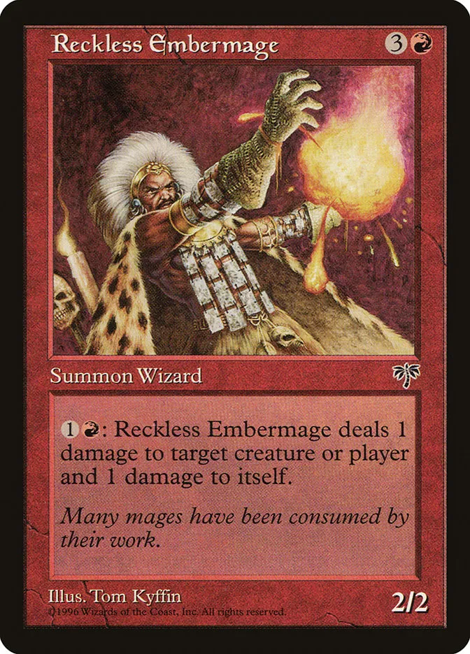 1996 Mirage Reckless Embermage rare #189 rare card image
