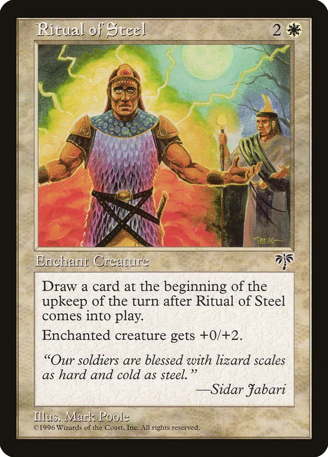 1996 Mirage Ritual of Steel common #36 common card image