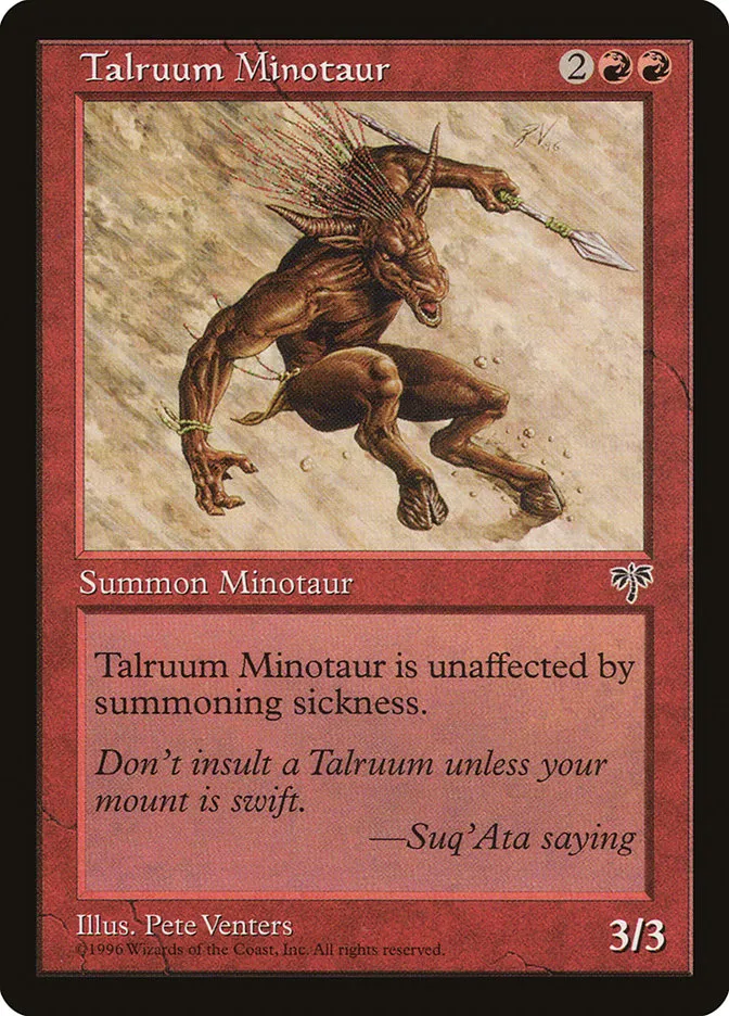 1996 Mirage Talruum Minotaur common #196 common card image