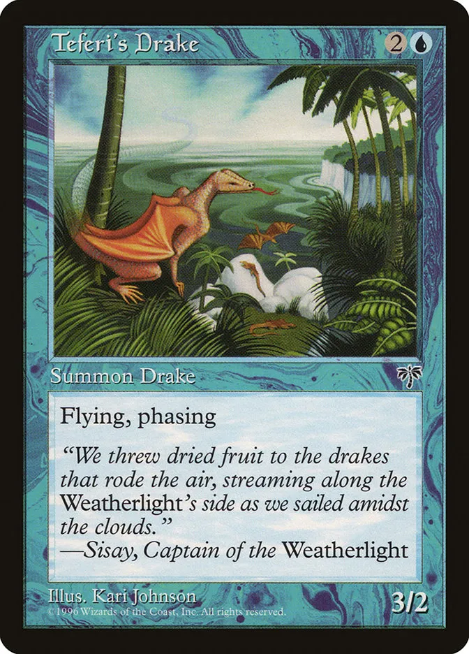 1996 Mirage Teferi's Drake common #97 common card image