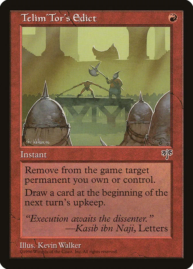 1996 Mirage Telim'Tor's Edict rare #198 rare card image