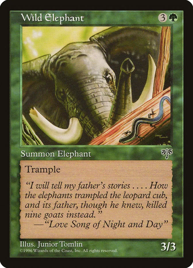 1996 Mirage Wild Elephant common #254 common card image
