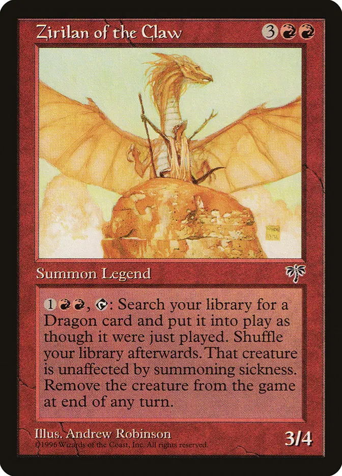1996 Mirage Zirilan of the Claw #204 rare card image