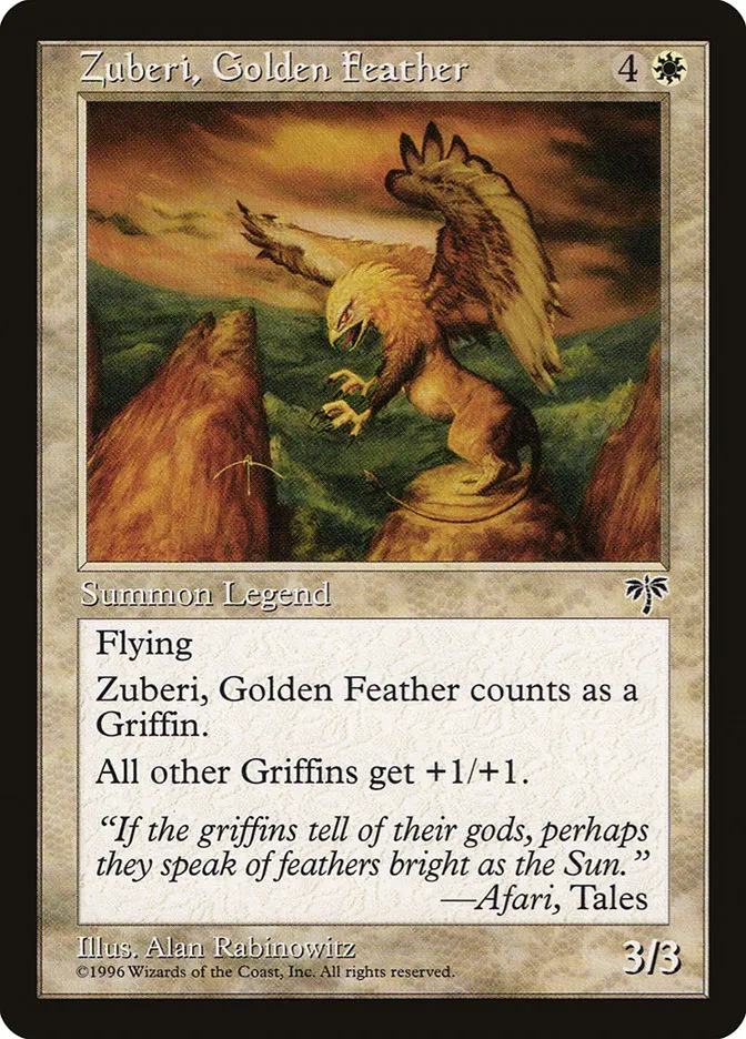 1996 Mirage Zuberi, Golden Feather #51 rare card image