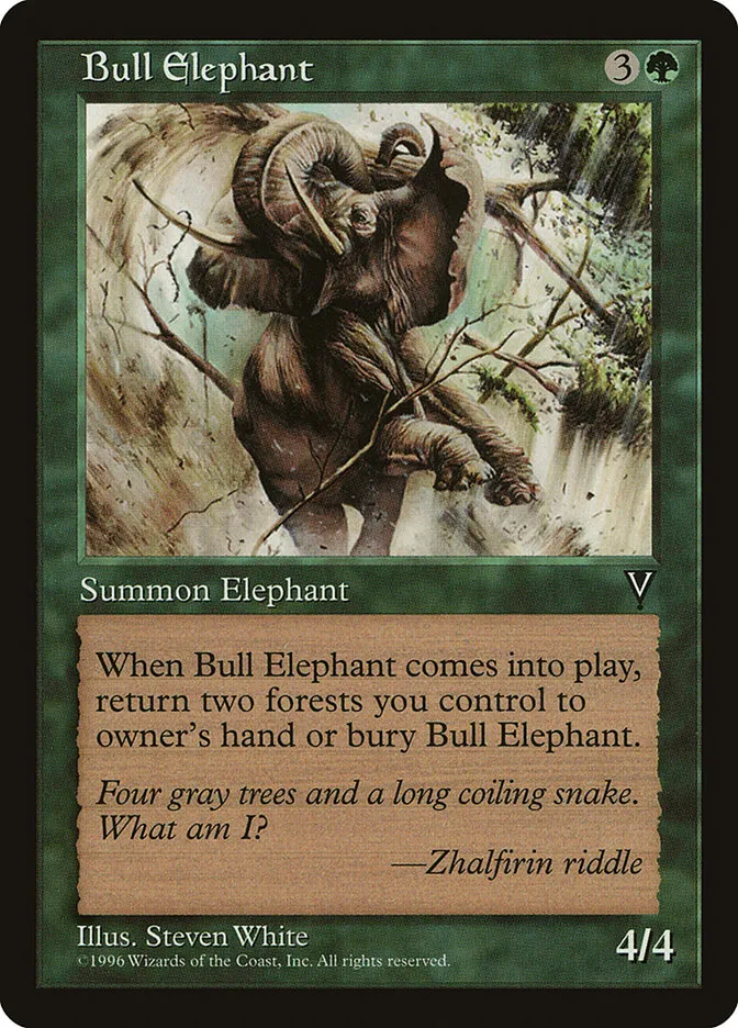 1996 Multiverse Gift Box Bull Elephant rare #9 unlisted card image