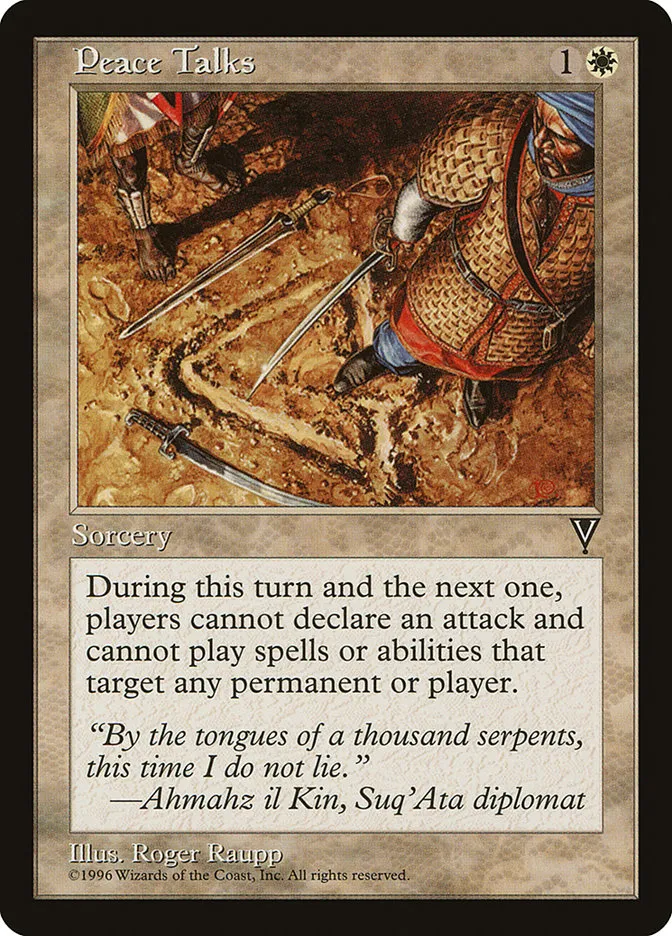 1996 Multiverse Gift Box Peace Talks rare #1 unlisted card image