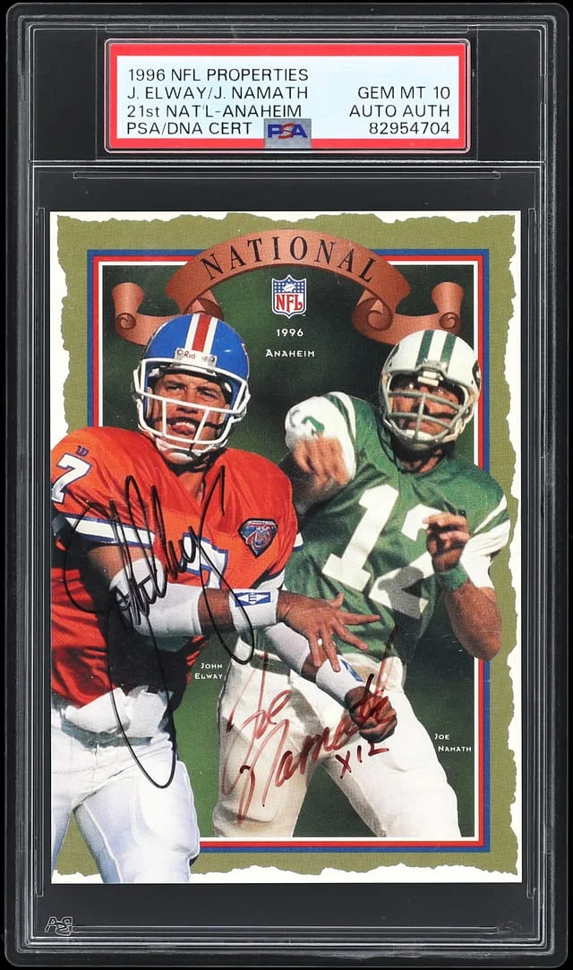 1996 NFL Properties 21st National Anaheim John Elway/Joe Namath #NNO card image